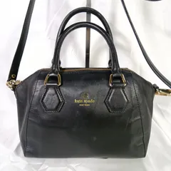 【定番】ケイトスペード 2way ショルダーバッグ 黒 レザー 斜めがけ ストライプ