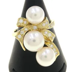 パールダイヤリング/アコヤ#11 【無料ギフトラッピング】【Aランク】【中古】