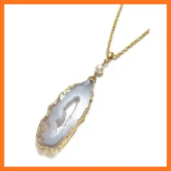 【新品】 [Cherry] アゲート キラキラ ジオード アコヤ真珠 ペンダント 天然石 パワーストーン A869 1