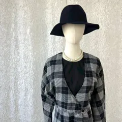 カナダ製　カナダヴィンテージ　モノトーン チェック模様　ラップ風ワンピース 長袖