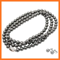 【新品】 [咲屋] パールネックレス 10mm 120cm ホワイト シルバーブラック ピーコック ケース付き 貝パール 真珠 冠婚葬祭 卒業式 入学式 花珠級 天然貝核 (シルバーブラック/イヤリング) 1