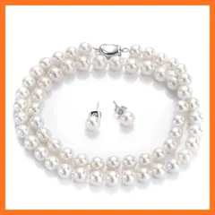 【新品】 [つやたまうるる] 本真珠ネックレス＆ピアスセット 8mm 長さ50ｃｍ 冠婚葬祭用 パールネックレス 入学式 ブライダル 1