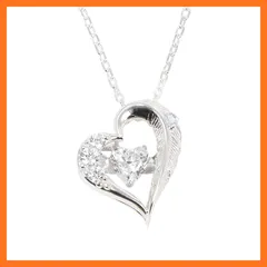 【新品】 [未来天使] ネックレス レディース ハート フェザー 羽 ダンシングストーン シルバー 選べる 誕生石 【クリア】 (６月：ブルームーンストーン) 0