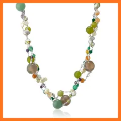 【新品】 [オモテサンドウレカン] Omotesando Lecrin 淡水 パール 編み込み ネックレス ひも ブラック グリーン 0