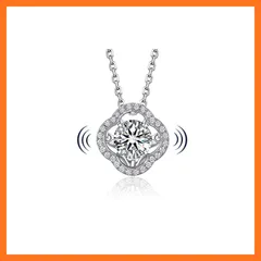 【新品】 [MomentWish] ダンシングストーン ネックレス レディース モアッサナイト ペンダント シルバー925 チェーン 金属アレルギー対応 人工ダイヤモンド 誕生日 記念日 プレゼント 華奢ギフトボックス付け（1カラット 四つ葉クローバー）