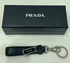 中古 PRADA サフィアーノレザー キーリング 箱付  プラダ 小物 ストラップ アクセ 【T1668-001】◆ 284