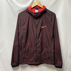 正規品/L NIKE ナイキ スウッシュ ウーブン ランニング レッドブラック ウィンドブレーカー