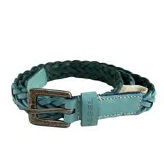 DIESEL(ディーゼル) ベルト 85/34 - ライトブルー×シルバー メッシュベルト レザー
