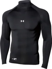 アンダーアーマー UNDER ARMOUR 野球&ソフトボール UA ヒートギアアーマー コンプレッション ロングスリーブ モック シャツ メンズ 長袖トップス 吸汗速乾 抗菌防臭 部活 クラブ 通気性  1358645 001 BLACK