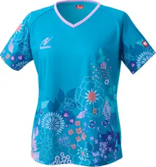 ニッタク Nittaku 卓球 ハナシャツ ウェア トップス 半袖 ユニフォーム レディース ウィメンズ 女性 吸汗 速乾 伸縮 ドライ JTTAA公認 公式 試合 大会 花柄 部活動 クラブ  NW2226 02 チグサミドリ