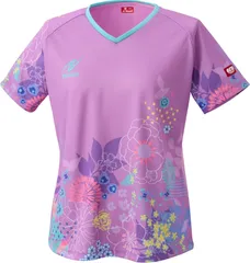 ニッタク Nittaku 卓球 ハナシャツ ウェア トップス 半袖 ユニフォーム レディース ウィメンズ 女性 吸汗 速乾 伸縮 ドライ JTTAA公認 公式 試合 大会 花柄 部活動 クラブ  NW2226 03 アヤメムラサキ