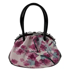 【美品】 和装バッグ 優品 カジュアル がま口バッグ 枝花 薄ピンク 和装小物  【中古】