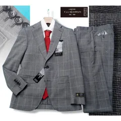 新品10.8万円 大手百貨店扱い 春夏『CERRUTI チェルッティ i Travel 伊製生地』軽量ウール100%  チェック柄 スーツA6灰(H) 1512201のサムネイル