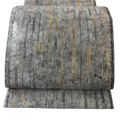【美品】 袋帯 秀品 縞 幾何学模様 箔 銀色 六通 正絹 【中古】
