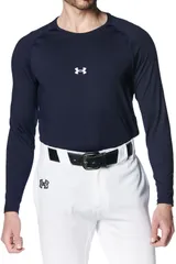 アンダーアーマー UNDER ARMOUR 野球 ヒートギア コンフォート フィッティド ロングスリーブ クルーネック シャツ メンズ 長袖 アンダーシャツ インナー 吸汗速乾 ベースボール トレーニング  1384731 410 MIDNIGHTNAVY