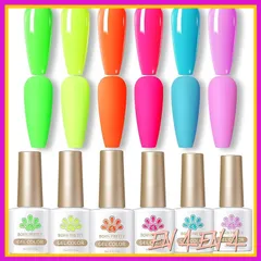 BORN PRETTY ジェルネイルカラーセット 蛍光カラー ネオンカラー カラージェル ネイル 春夏ネイル イエロー グリーン レッド 6色 UV/LED対応 ポリッシュタイプ セルフネイルバレンタインネイル ハロウィン 1