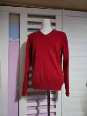 UNIQLO ユニクロ カシミア 100% レッド Vネック ニット