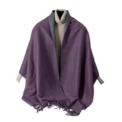 [maikun] マフラー レディースマフラー ストール 大判 ショール 秋 冬 柔らかい 結婚式 無地 クリスマスプレゼント グレープ&グレー