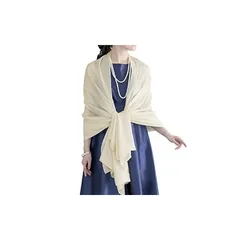 [アウニイ] 大判 パーティー ストール ショール マフラー 秋 冬 結婚式 レディース お呼ばれ パーティ 二次会 ３タイプ 冷房対策 クリスマス ギフト ホワイト 白 単色 無地 フォーマル 肩掛け ベージュ 羽織もの 069 (アイボリー)