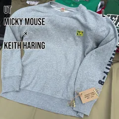 ユニクロ UT キースヘリング ミッキー スウェット L グレー 袖プリント コラボ