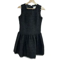 MILLY(ミリー) ワンピース サイズ0 XS レディース - 黒 ノースリーブ/ミニ/ツイード/ラメ