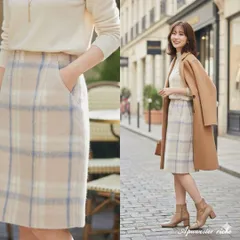 Apuweiser-riche【2】膝丈タイトスカート チェック 毛 新品タグ付