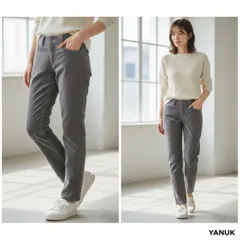 YANUK ヤヌーク【23】スキニーパンツ デニム コーデュロイ 日本製 牛革