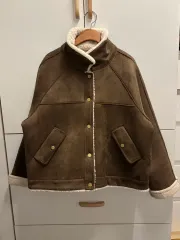 ブラウン スウェード ムートン ジャケット