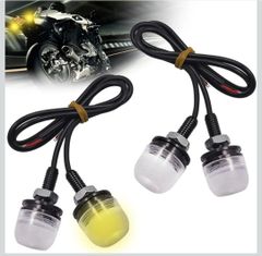 ★バイクウインカー 2組セット 極小 LED ウインカー/ポジションランプ バイク用装飾ライト M6ネジ 汎用 前後用ウインカー マイクロミニウインカー 12V 取り付け簡単 シンプル 丸型 おしゃれ オートバイク用（イエロー4枚）