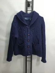 ポロ ラルフローレン ケーブル編み カーディガン ウール カシミア ショールカラー ニット ネイビー L