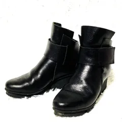 trippen★ACE★モード優美&快適おしゃれ★ベルクロ ストラップ ベルト ウエッジソール ショートブーツ 黒 36 約23cm位 トリッペン ドイツ製