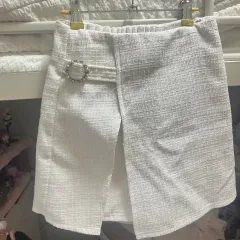 エブリン スナ系 ツイード 白 キュービックベルト装飾 キュロット 量産型 地雷系 日本女子スタイル 日本ブランド