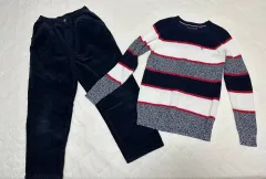 トミーヒルフィガーキッズニット152 午後 コーデュロイ ネイビー 160