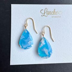 1点もの♡14kgf￼￼ オーロラプルームアゲートピアス - メルカリ