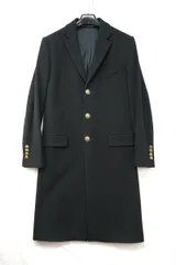 GIVENCHY PARIS ジバンシー ウール カシミヤ チェスター コート シングル ゴールドボタン ブラック 46サイズ BMC02X1084