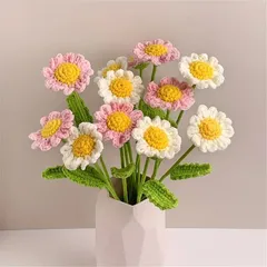 ハンドメイド かぎ針編み お花 10本セット インテリア 造花 枯れない花 プレゼント まとめ売り