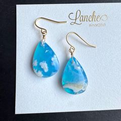 プルームアゲート ダブレット ピアス イヤリング - メルカリ