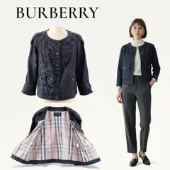 【美品】BURBERRY バーバリーブルーレーベル ノバチェック ジャケット ブルゾン デニム風 ネイビー 38 レディース  ショート丈
