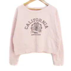 ミルクフェド MILKFED. トレーナー スウェット ショート丈 長袖 ラウンドネック ロゴプリント M ピンク /FF12