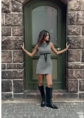 タグ新品) ザラ サテン リー リボン ミニ ワンピース シュシュ丸のまま ワンピース