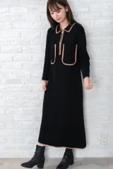 ZARA ブラック ジッパー ニット ロング ONE PIECE