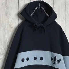 【国内正規品】adidas originals 2XL ダークネイビー ウォッシュブルー ヘビーウエイト 肉厚 パーカー #0048