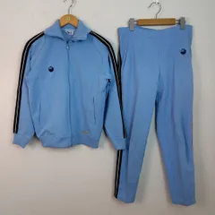 90s asics アシックス セットアップ ジャージ 無地 ブルー Mサイズ メンズ 古着 レトロ アメカジ スポーツMIX