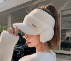 耳あてサンキャップ ニット ゴルフ 帽子/キャップ