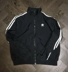 アディダス 3本線 トラックジャージ ウィンドブレーカー ブラック