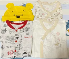 ディズニー【くまのプー】ロンパース＆なりきり帽子＆コンビ肌着☆４点セット-70