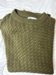 ザラ ZARA ケーブル ニット セーター カーキ