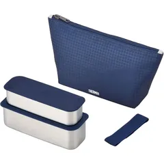 【新着商品】サーモス 弁当箱 2段 スリム フレッシュランチボックス 635ml ネイビーチェック DSA-604W NC
