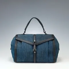 DIESEL ディーゼル デニム レザー ボストンバッグ ブラック Y2K ハンドバッグ トート ブルー系