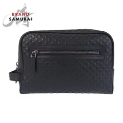 美品 GUCCI グッチ マイクログッチシマ ブラック 黒  レザー 419775 セカンドバッグ クラッチバッグ メンズ 501976【中古】